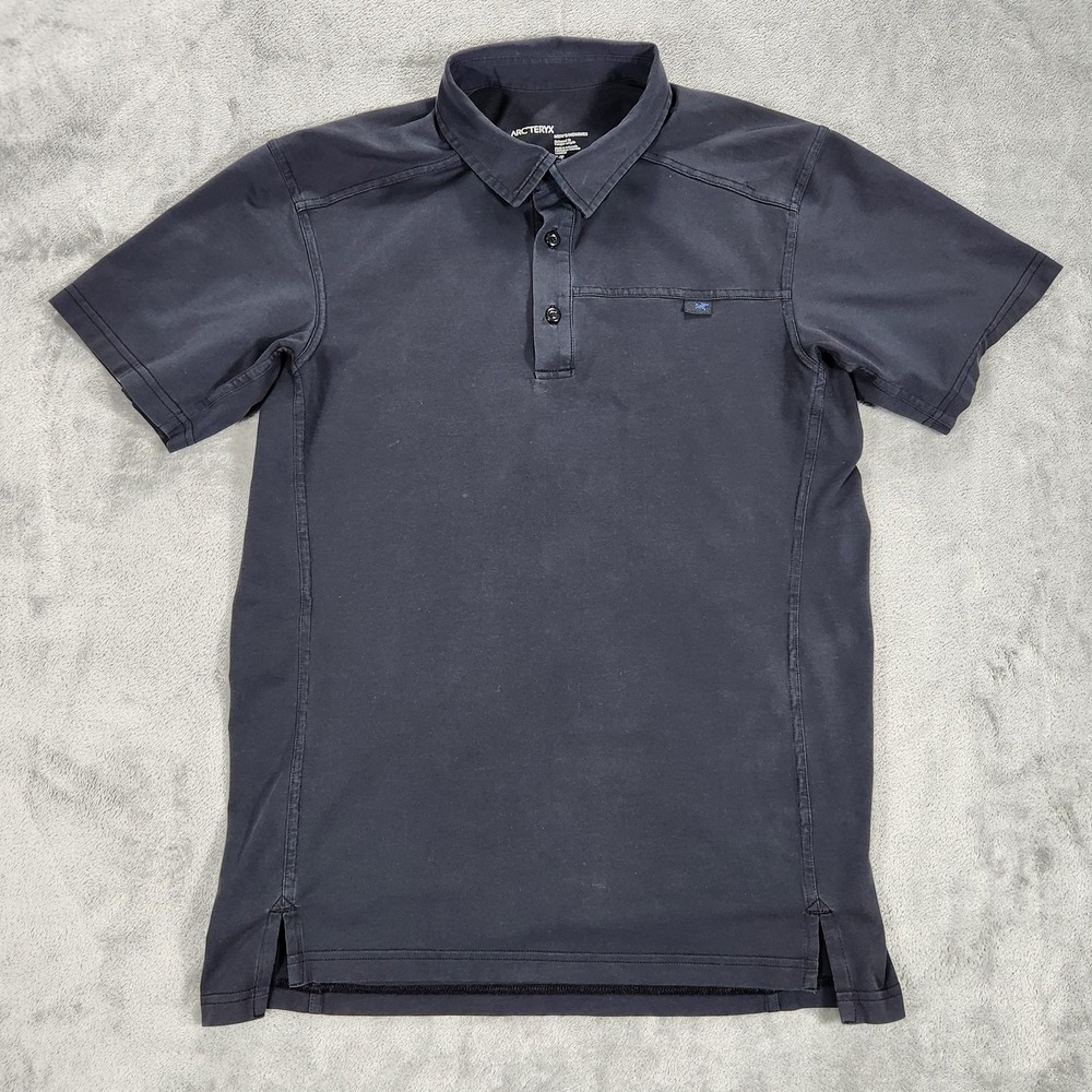 Arcteryx‎ Polo Shirt Mens Medium Navy Captive Short Sleeve Outdoor Hiking Casual
